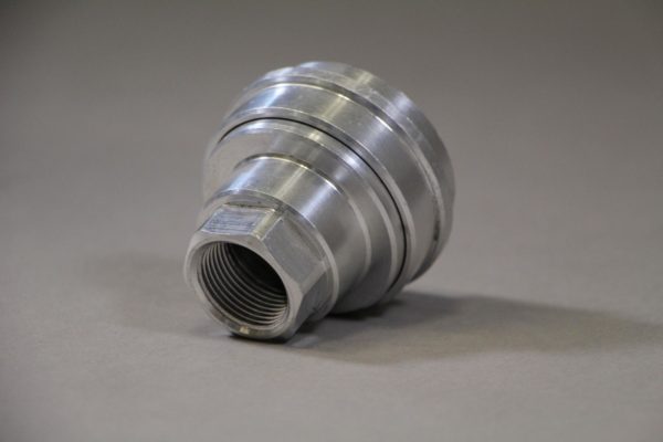 An aluminum Quick Connect for filling blowers to secure the load.