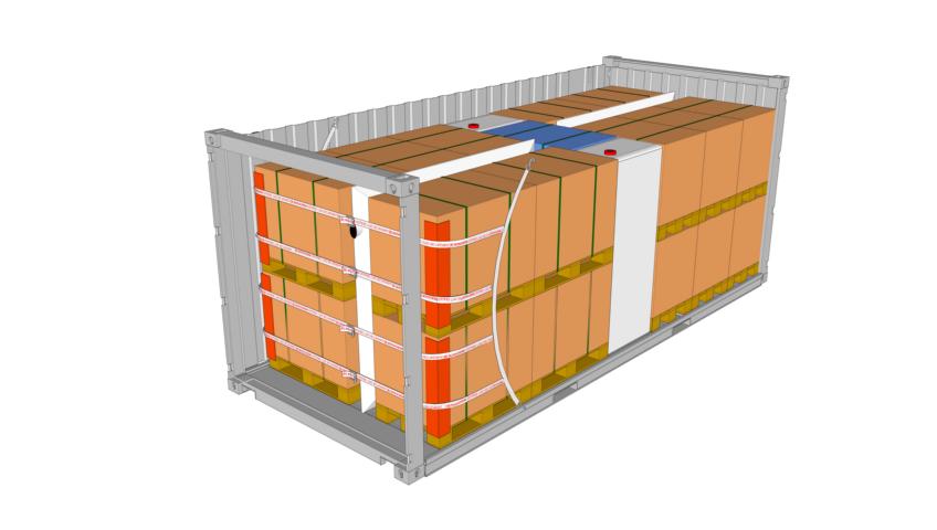 22 Euro pallets in 20' container with 3D stowage cushion
