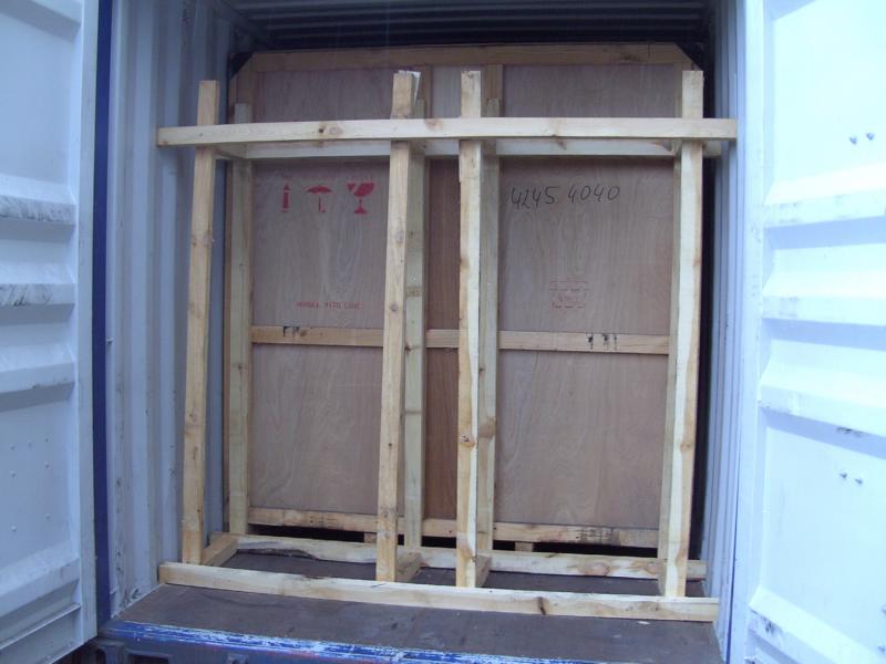 Wooden bracing in overseas container