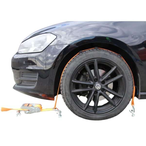 Radsicherung zum Autotransport mit Distanzhalter