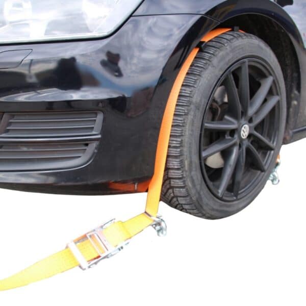Radsicherung zum Autotransport mit Distanzhalter